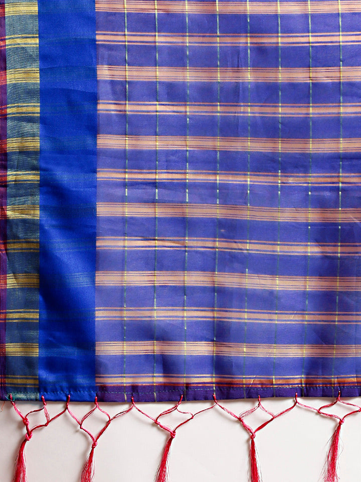 Checked Chanderi Silk Saree with Jacquard Blouse