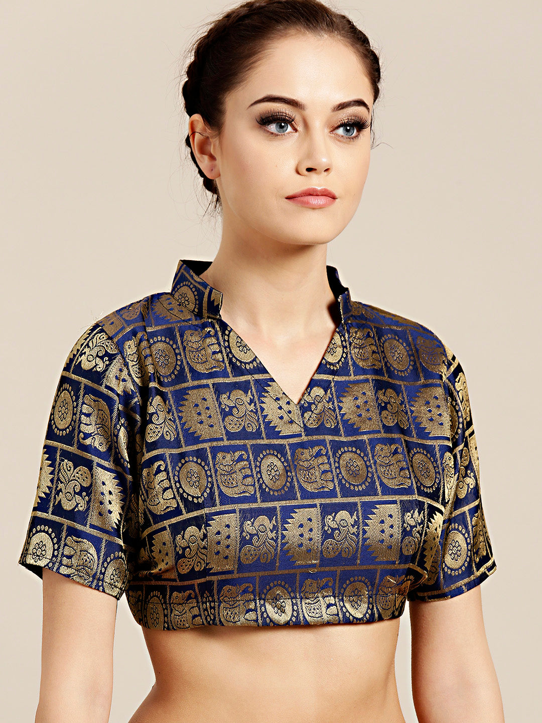 Checked Chanderi Silk Saree with Jacquard Blouse