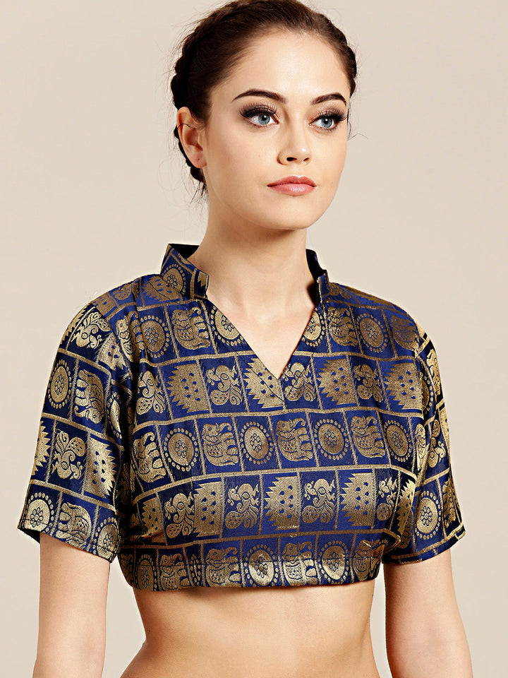 Checked Chanderi Silk Saree with Jacquard Blouse