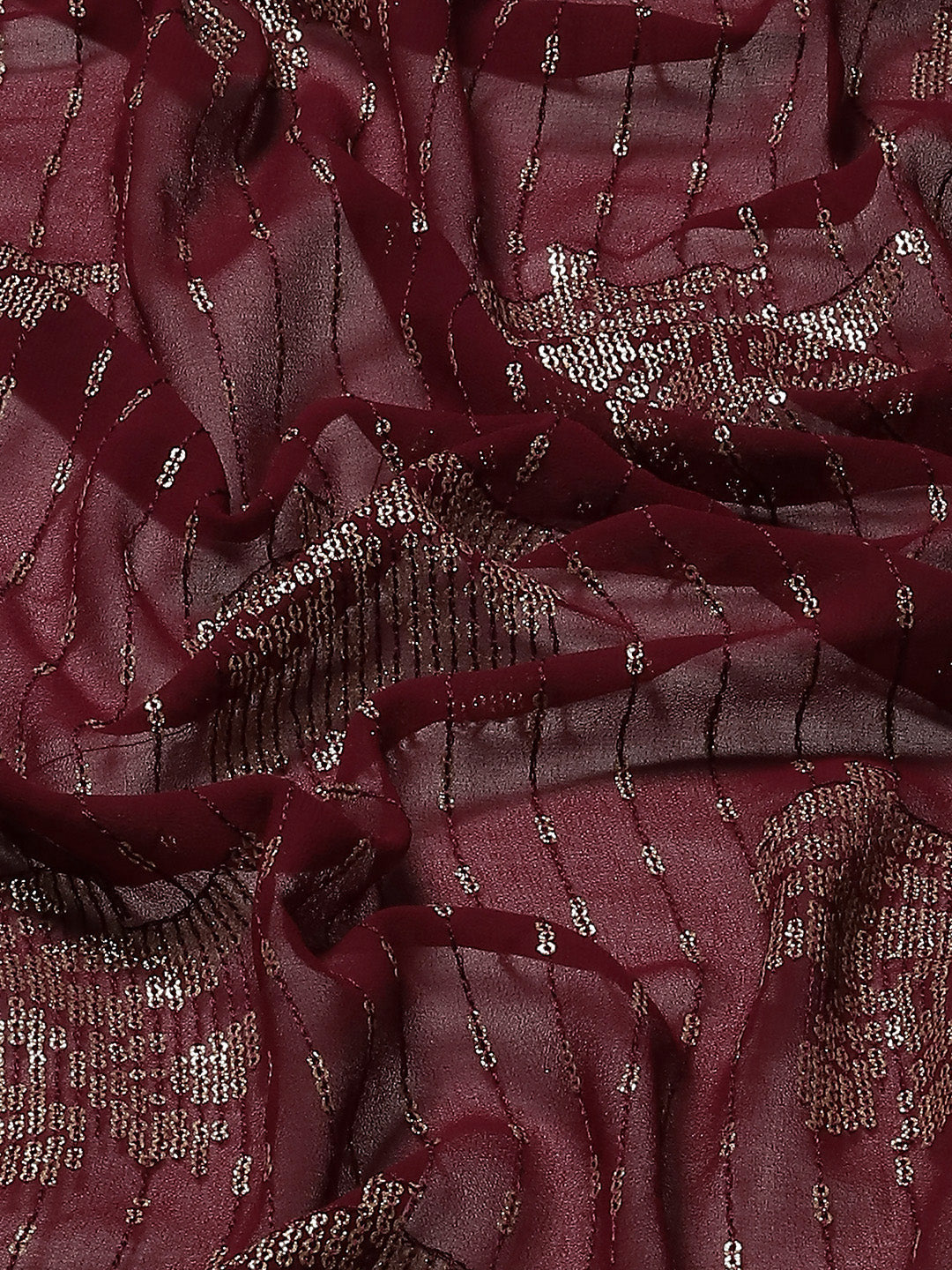 Sequin Embellished & Resham Embroidered Georgette Scalloped  Saree