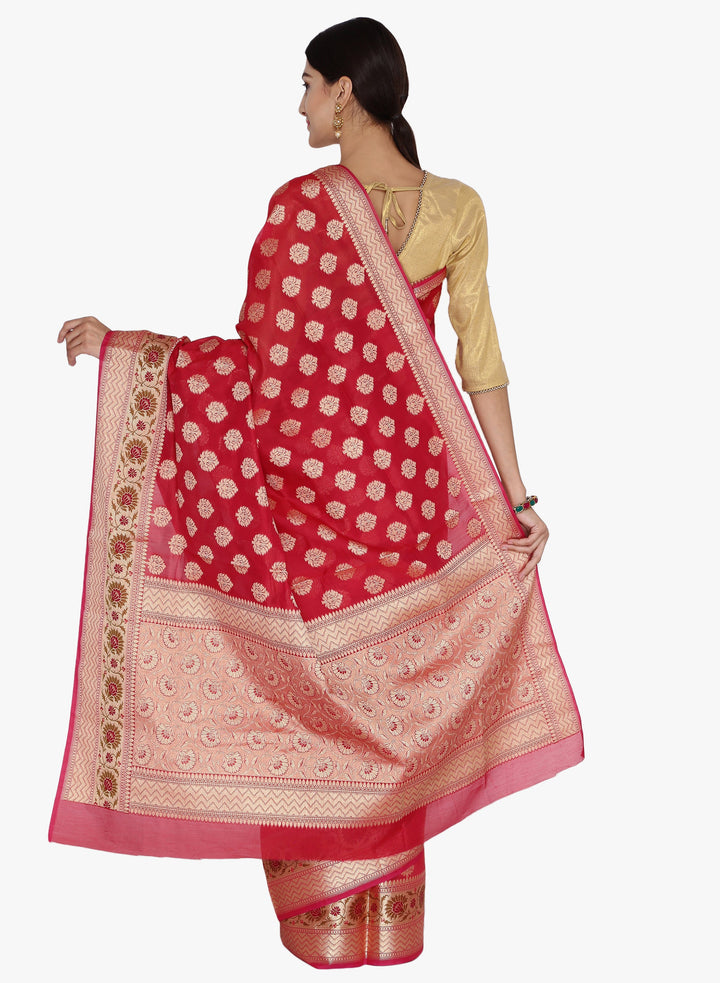Red Woven Design Banarasi Silk Saree