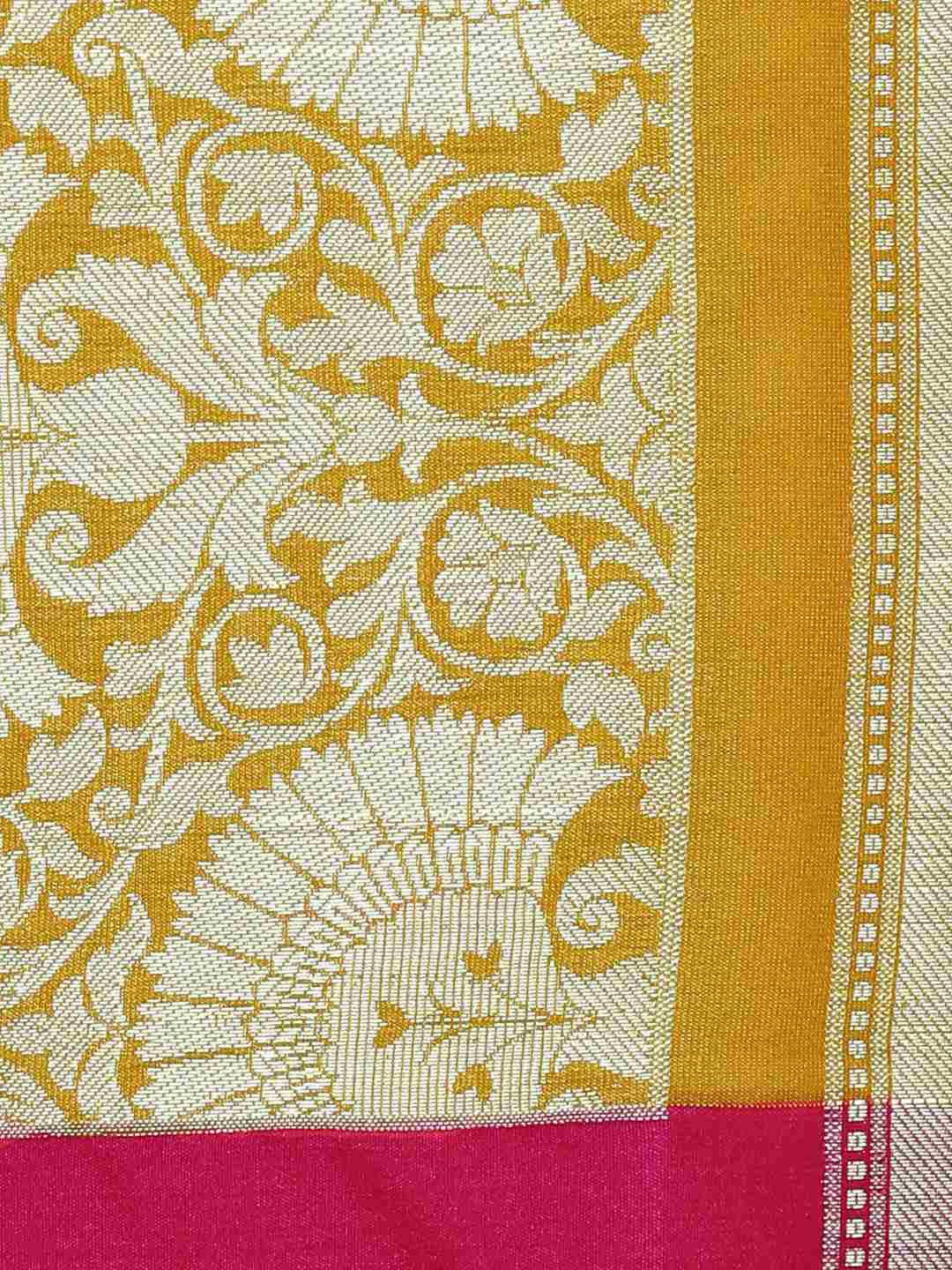 Mustard & Gold Banarasi Silk Traditional Saree.