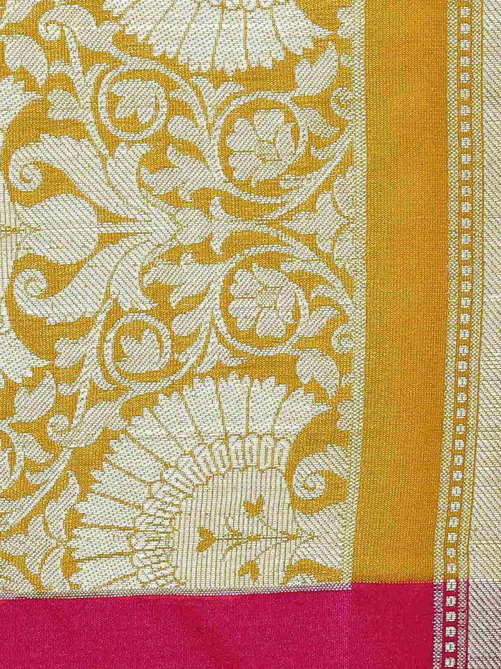 Mustard & Gold Banarasi Silk Traditional Saree.