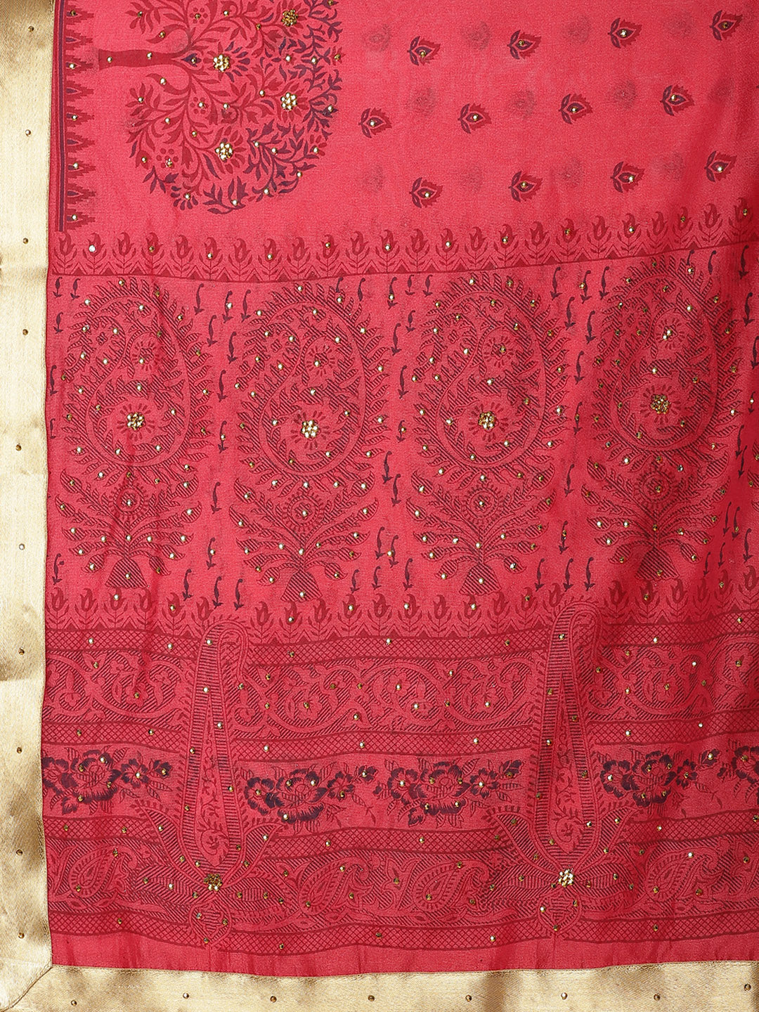 Chanderi Blockprint Saree with Zari border