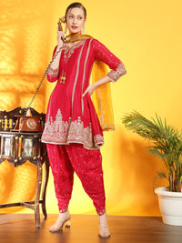 Chhabra 555 Intricate Zari Gotta Patti Embroidered Kurta Dhoti Set & Scalloped Organza Dupatta