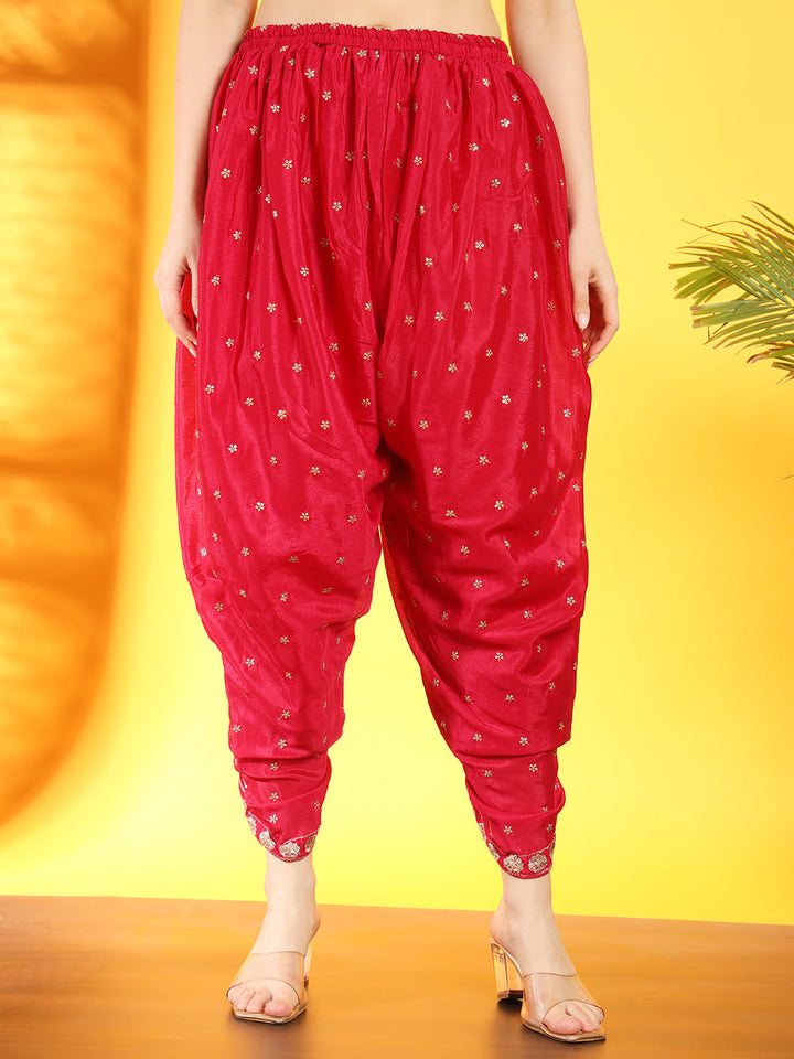 Intricate Zari Gotta Patti Embroidered Kurta Dhoti Set & Scalloped Organza Dupatta