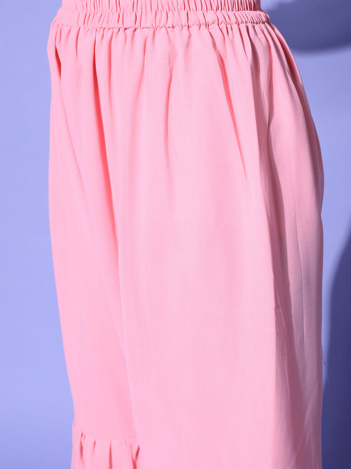 MultiColor Embroidery Peplum Kurta with Flared Sharara