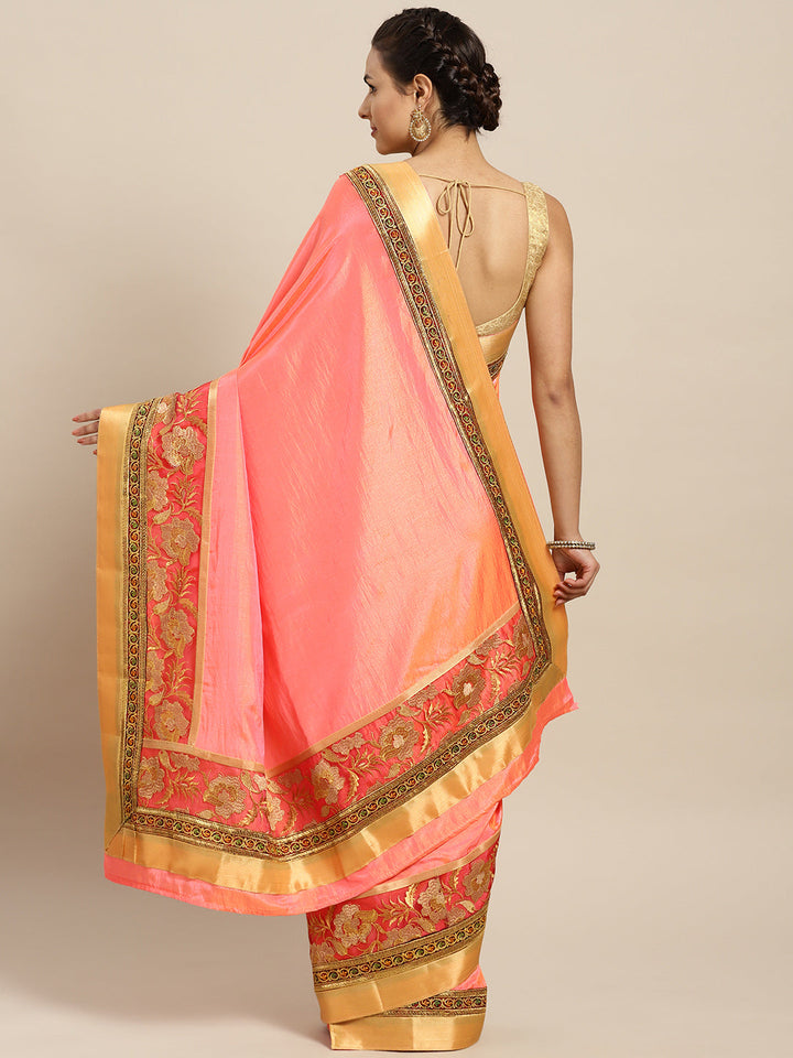 Zari and Resham Embroidered Floral Silk Saree