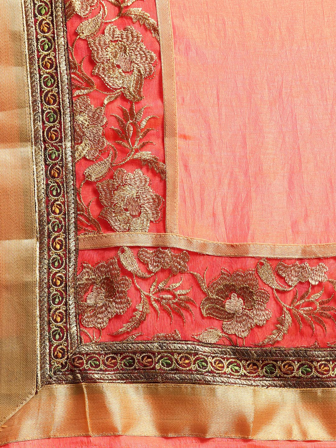 Zari and Resham Embroidered Floral Silk Saree