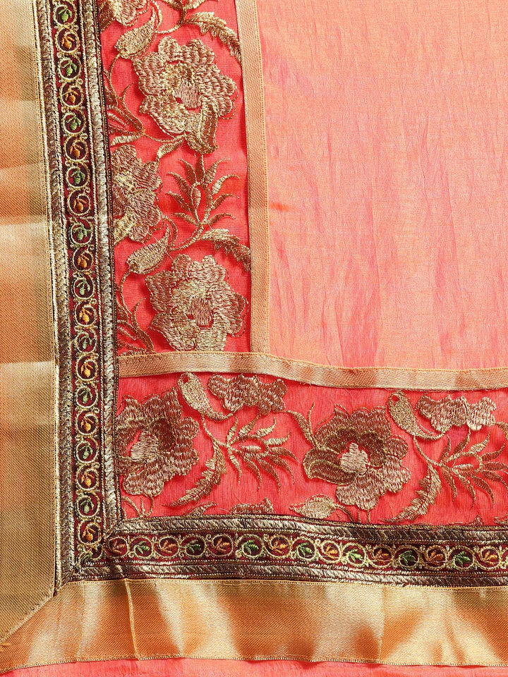 Zari and Resham Embroidered Floral Silk Saree