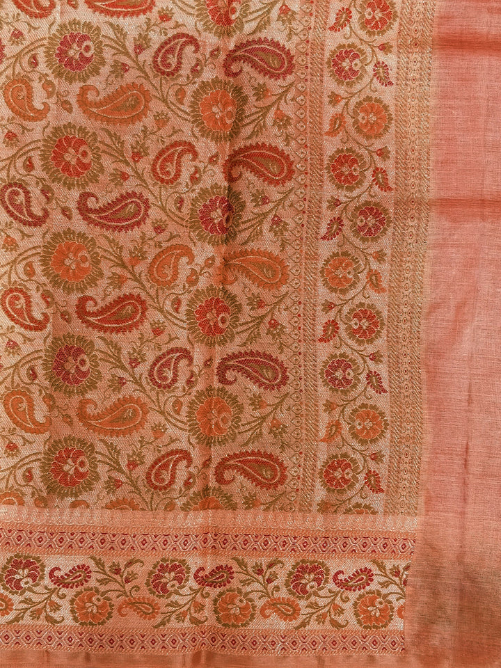 Tussar Silk Embroidered Saree with Traditional Meenakari Weaving