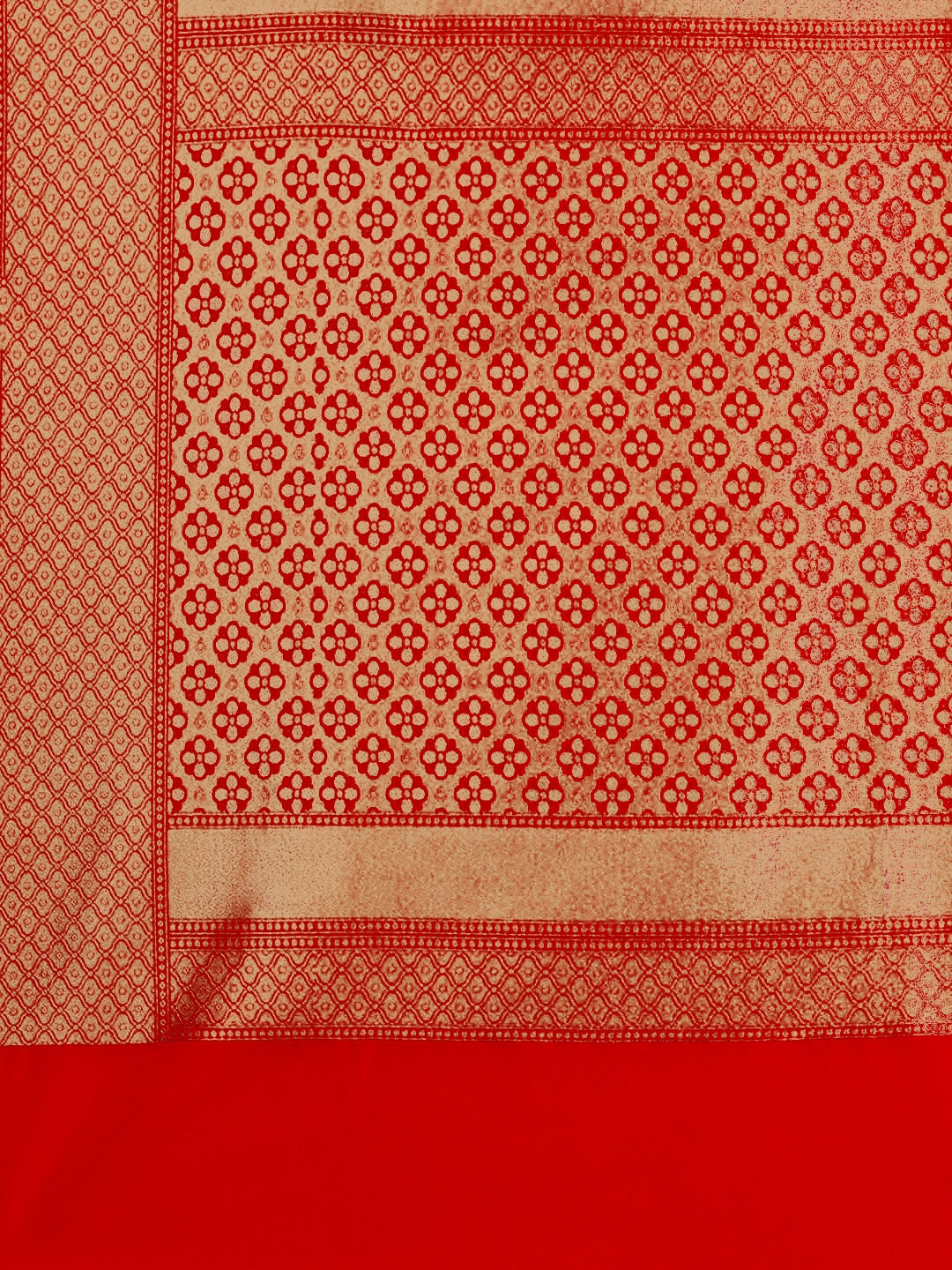 Red Golden Zari Embellished Silk Blend Banarasi Handloom Saree