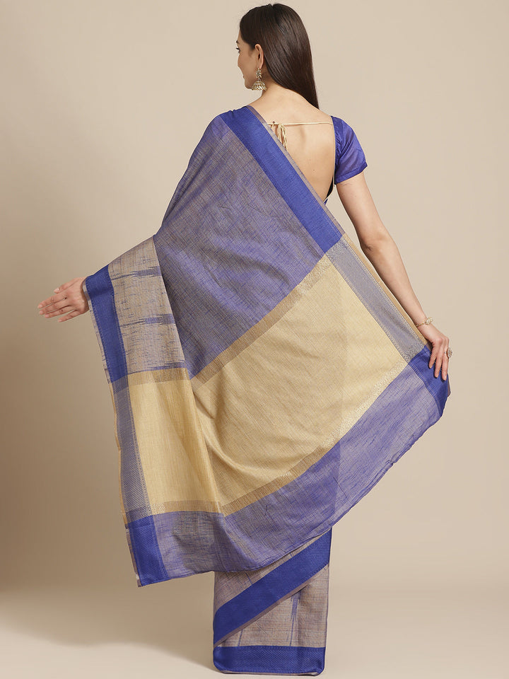 Jute Silk Resham Self embossed Saree with Kanjivaram Temple Pattern & Contrast Border