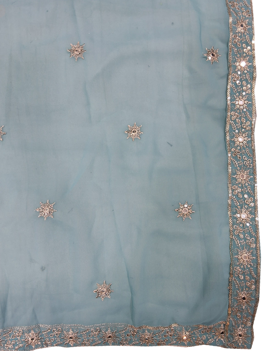 Sky Blue Sequin Embroidered Sharara Suit with Net Dupatta