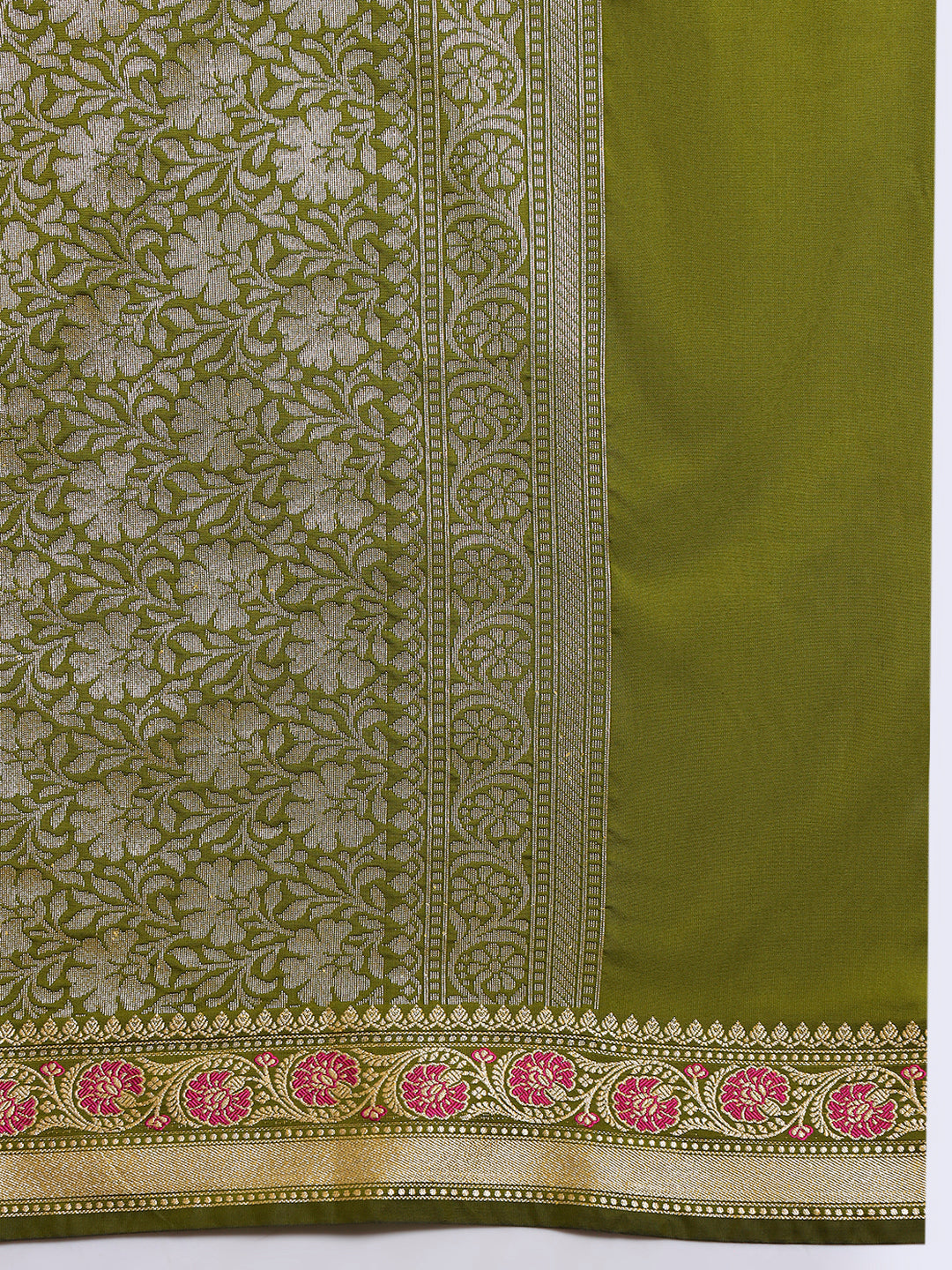 Banarasi Zari Woven Traditional Handloom Silk Saree with Intricate Floral Motifs