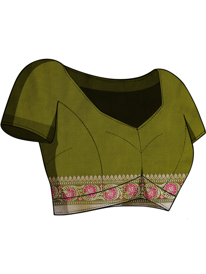 Banarasi Zari Woven Traditional Handloom Silk Saree with Intricate Floral Motifs
