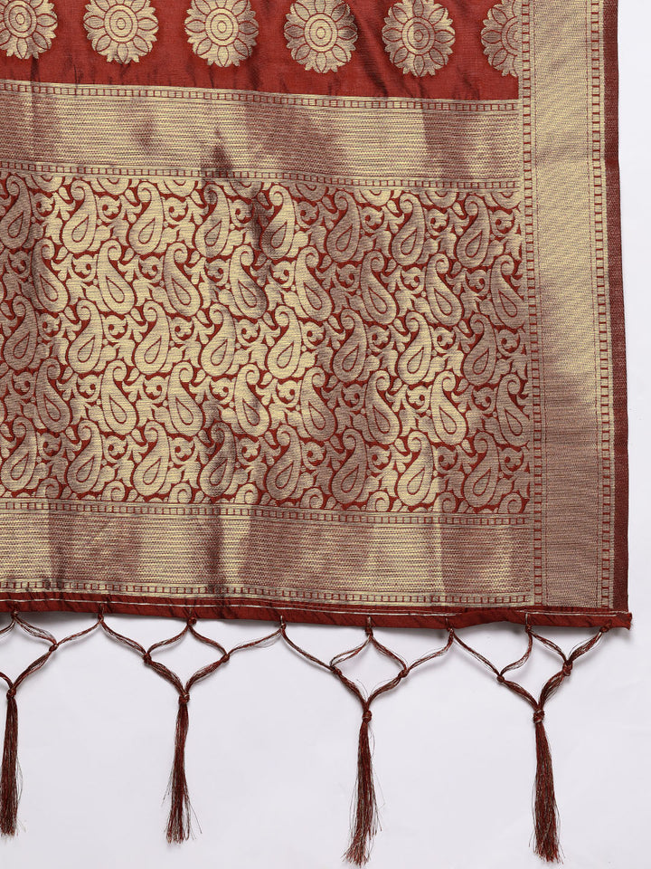 Semi Stitched Banarasi Brocade Silk Lehenga Choli with Zari & Resham Weaving,Tassels