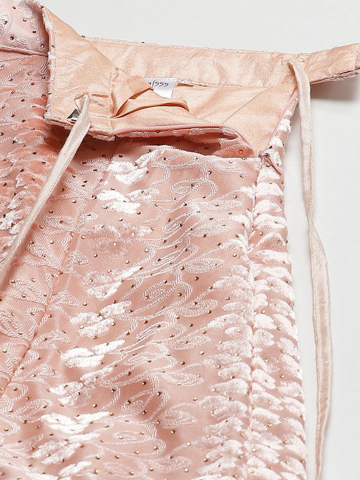 Pastel Brasso Embellished Lehenga Set with Peplum Style Ruffled blouse & Frilled dupatta