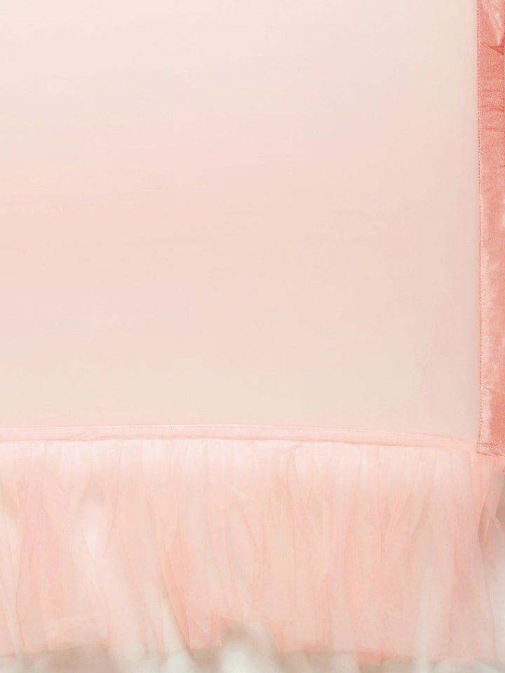 Pastel Brasso Embellished Lehenga Set with Peplum Style Ruffled blouse & Frilled dupatta