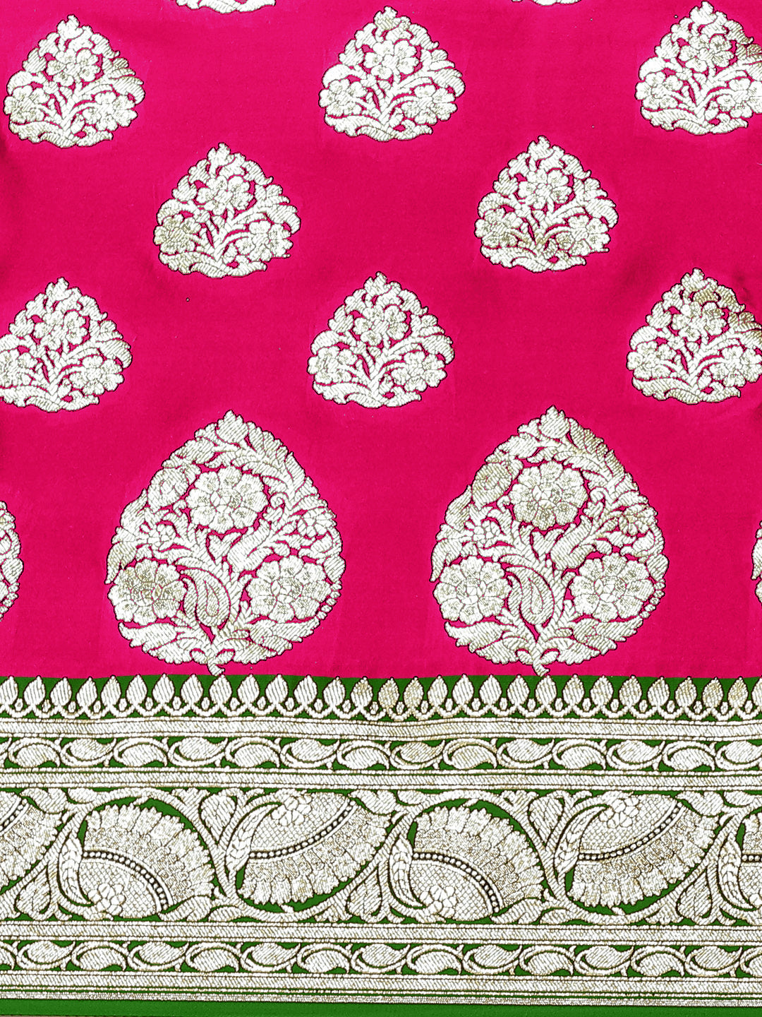 Banarasi Handloom Silk Saree with Contrast Border & Pallu