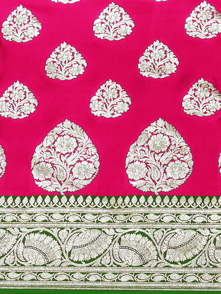 Banarasi Handloom Silk Saree with Contrast Border & Pallu