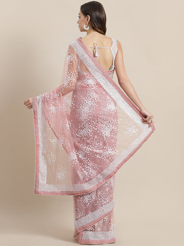 Net Embellished Saree with Resham Embroidery