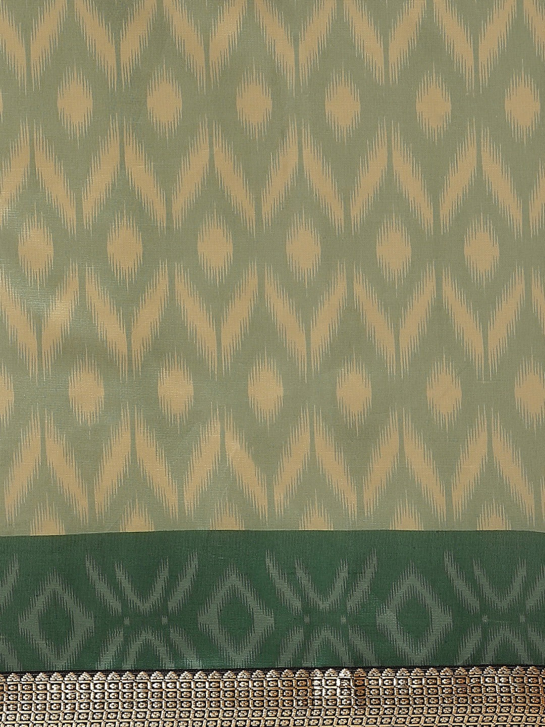 Ikat Printed Bhagalpuri Silk Blend Saree & Oxidised Zari Border
