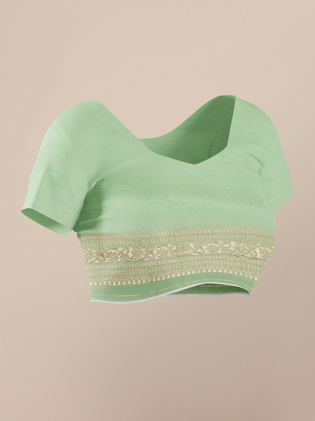 Pastel Green Zari Woven Embroidered Silk Blend Banarasi Saree