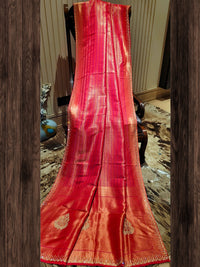 Gleaming Red Vermilion Banarasi Saree