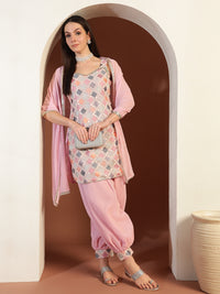 Chhabra 555 Kantha Thread Embroidered Kurta Set with Mirror Embellishments & Afghani Salwar