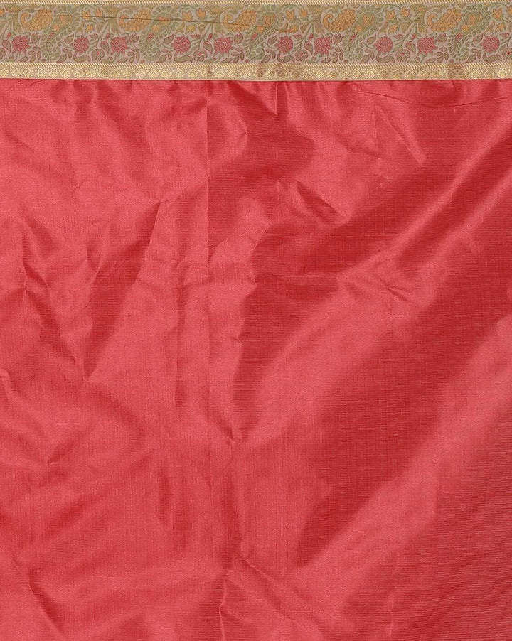 Chanderi Cotton Saree in a a vibrant color with intricate Zari weaving in border