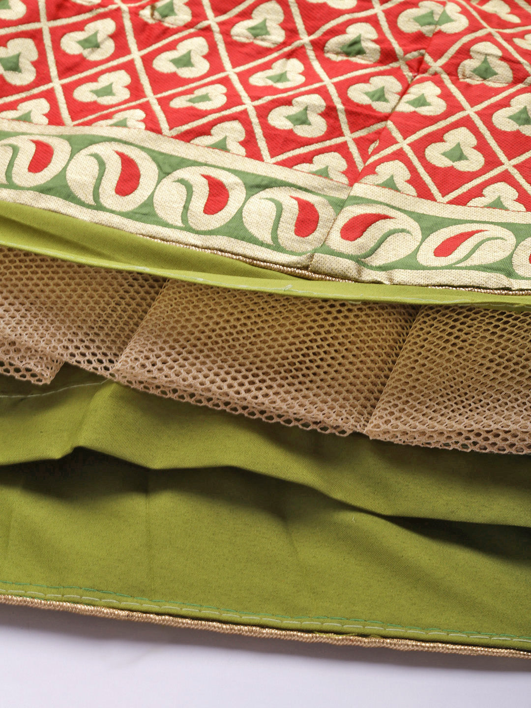 Mehndi green Semi Stitched Banarasi Brocade Silk Lehenga with Zari & Resham Weaving