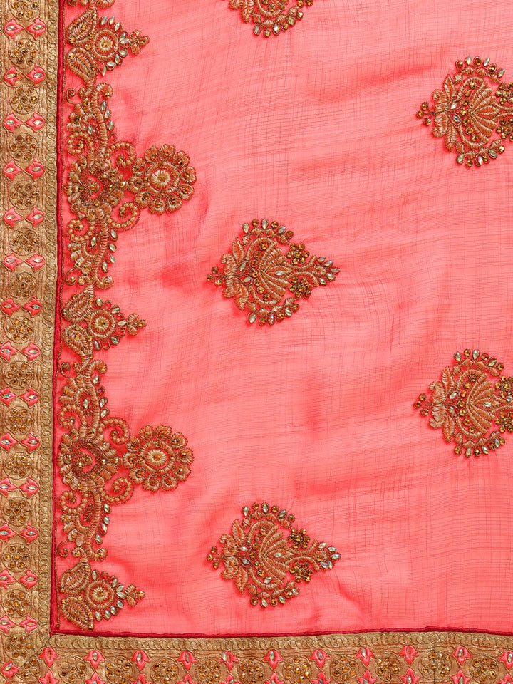 Chiffon Embellished Saree with Zari Embroidery