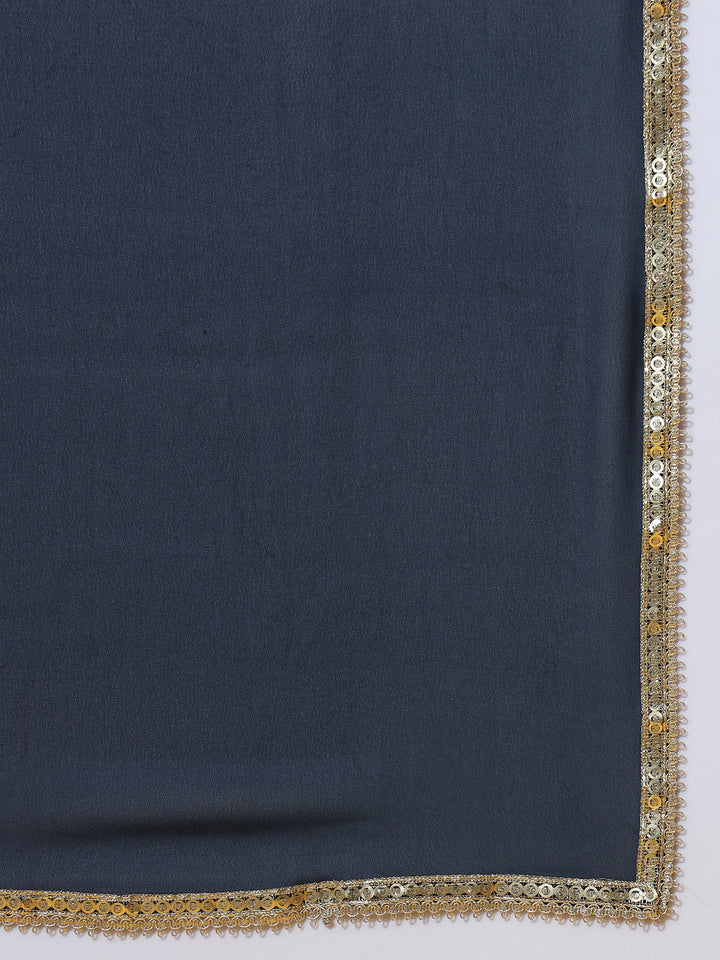 Sequin Embroidered Peplum Style Kurta Set with Pleated Pallazo