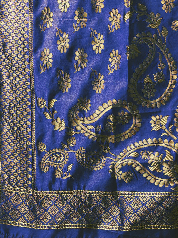 Banarasi Silk Unstitch Suit with Zari weaving Embossed Floral Pattern
