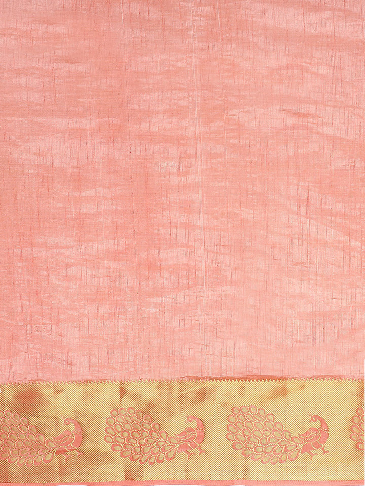 Dupion Silk saree with Peacock Motif Border
