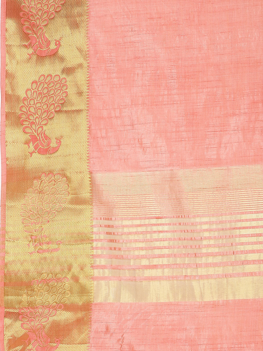Dupion Silk saree with Peacock Motif Border
