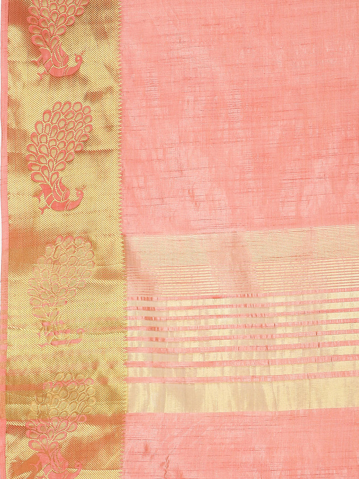 Dupion Silk saree with Peacock Motif Border