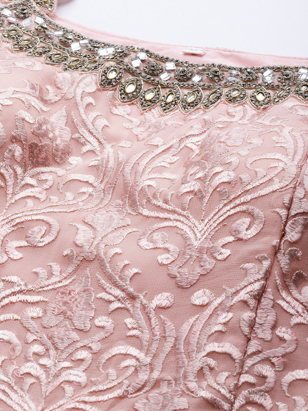 Made to Measure Pastel Resham Embroidered  Sharara Suit Set With Embellished Neckline