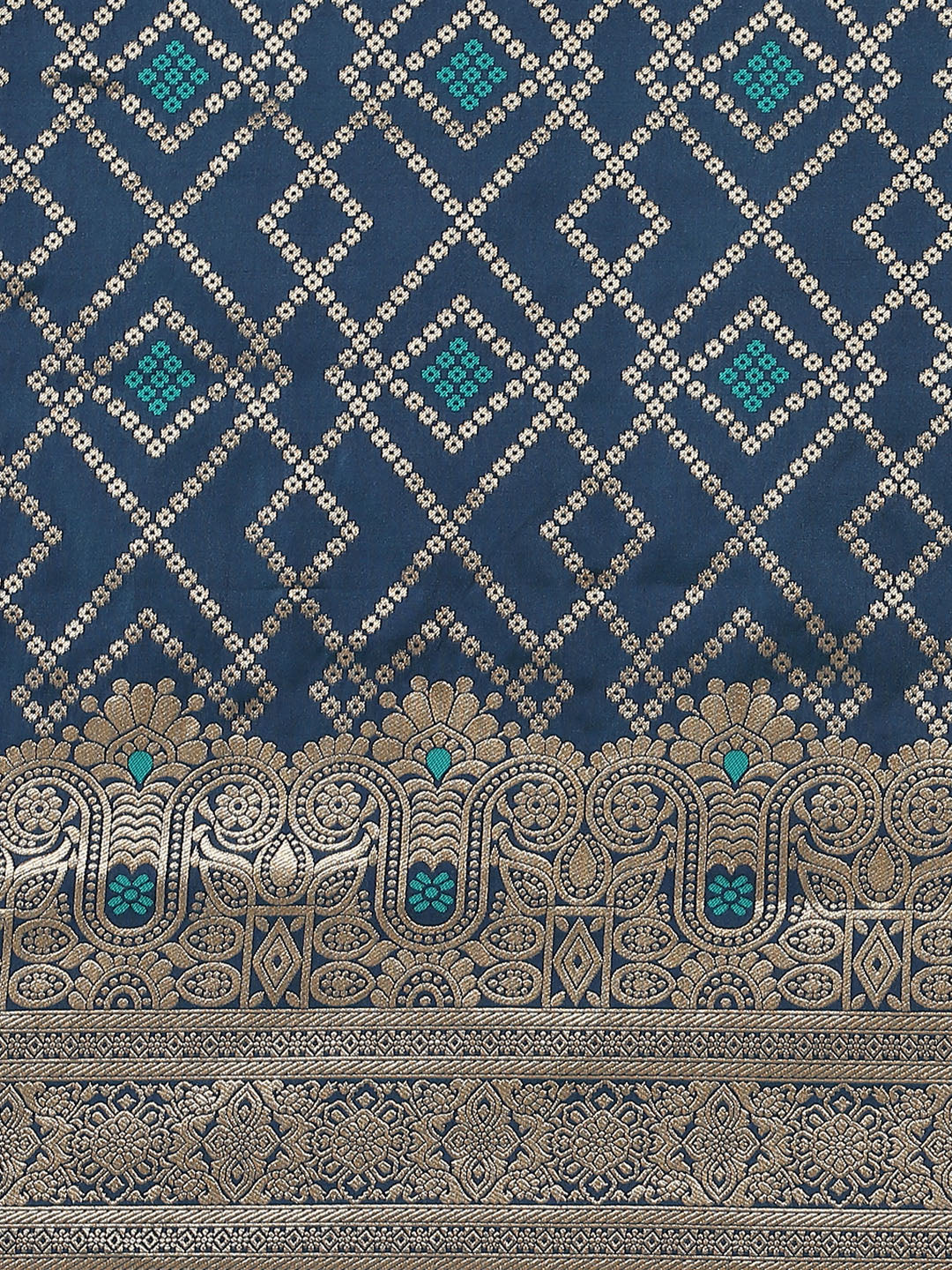 Blue Ikat pattern Banarasi Saree with Resham & Zari Weaving