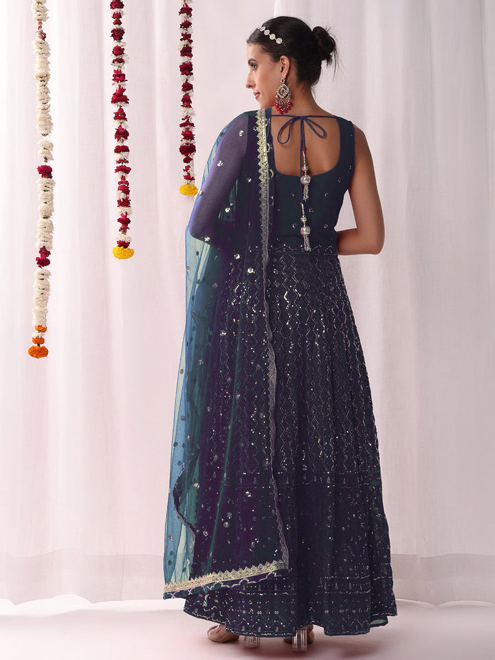 Chikankari Embroidery Sequinned Indo-western Kurta Set