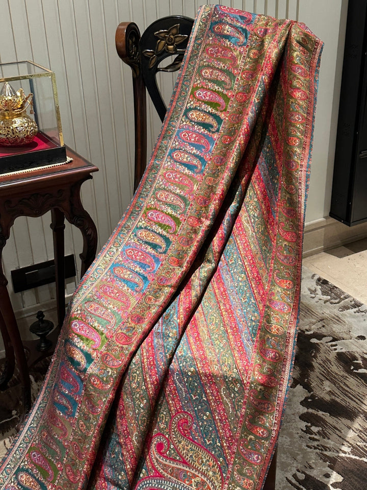 Vibrant Multicolour Paisley Silk Saree