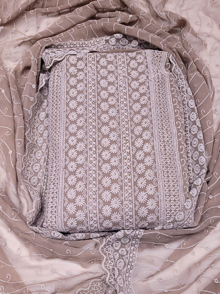 Chhabra 555 Chikankari Schiffli Embroidery Dress Material with Sequin Embellishments