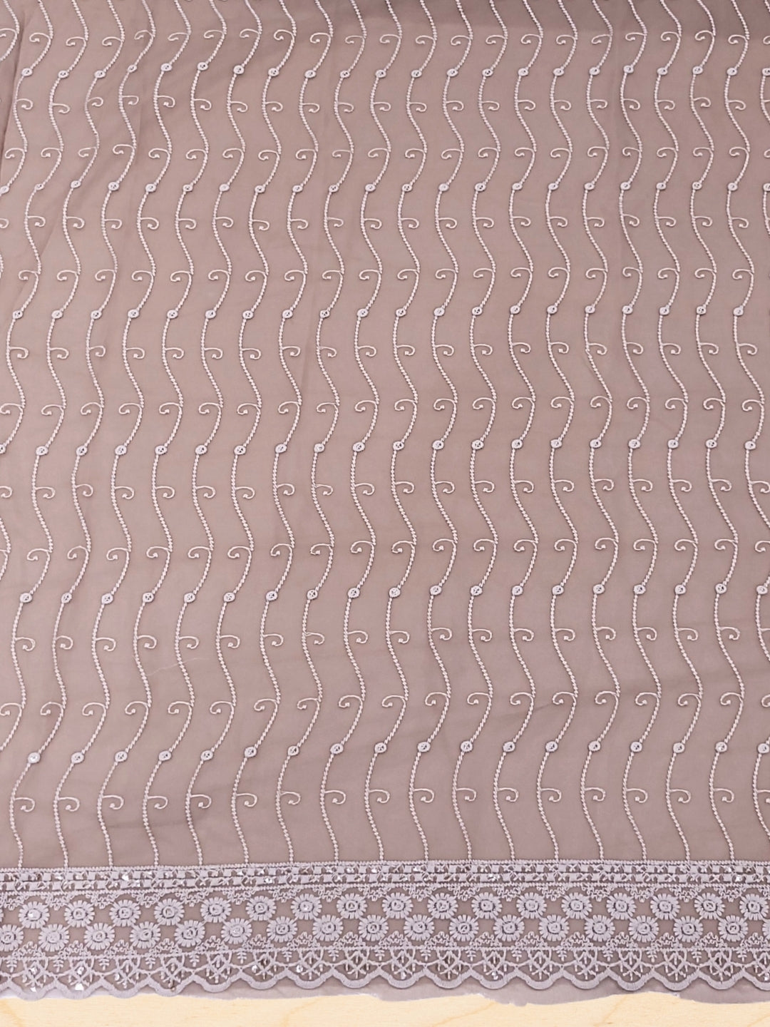 Chikankari Schiffli Embroidery Dress Material with Sequin Embellishments