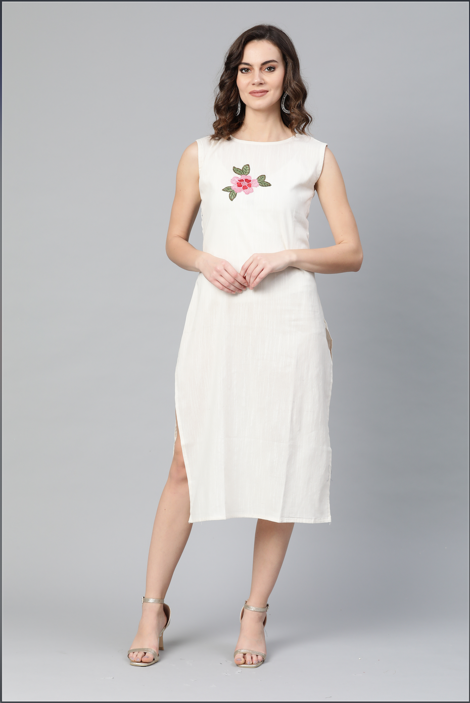 Printed Jacket Style Kurta Dress with Embroidered Inner