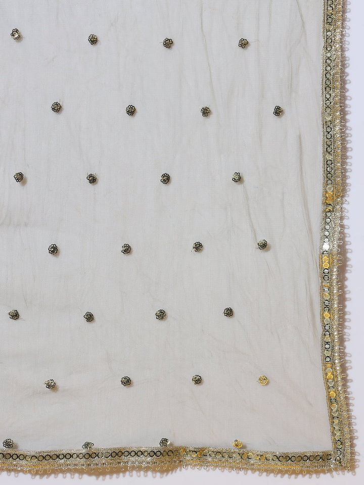Embellished Anarkali Gown with Accordion Pleats & Multicolor Motifs
