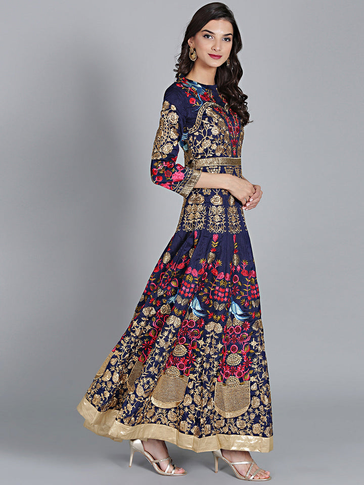 Resham and Zari Embroidered Anarkali Silk Suit