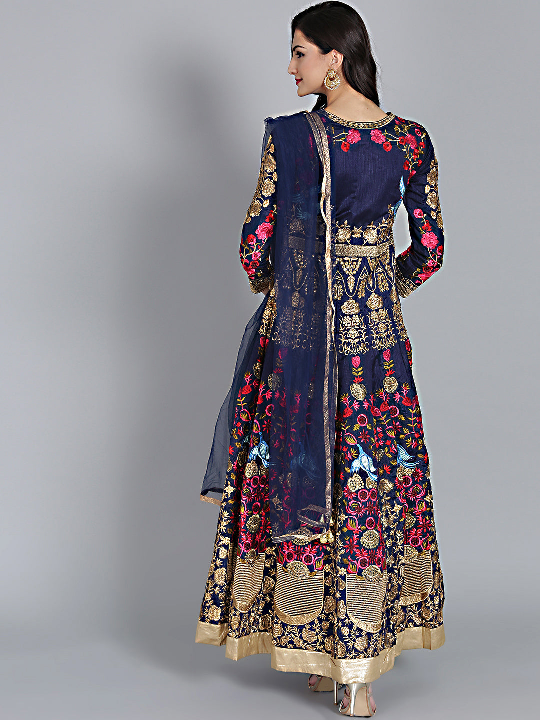 Resham and Zari Embroidered Anarkali Silk Suit