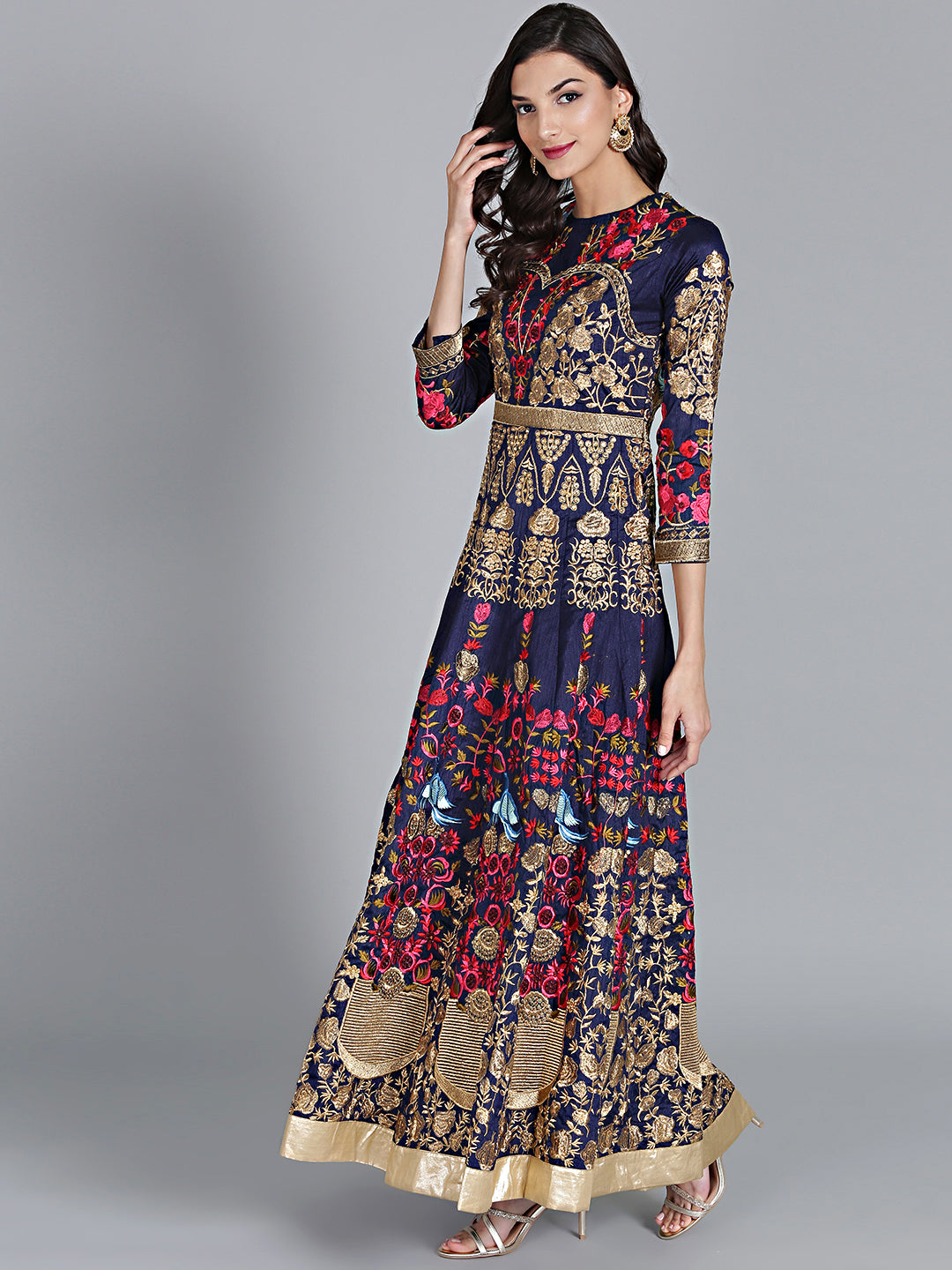 Resham and Zari Embroidered Anarkali Silk Suit