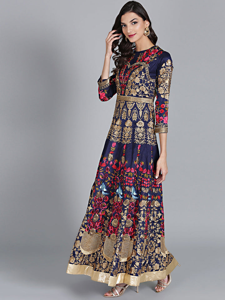 Resham and Zari Embroidered Anarkali Silk Suit